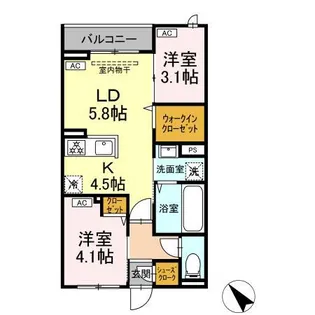 セレスティア白鳥【2階】の間取り