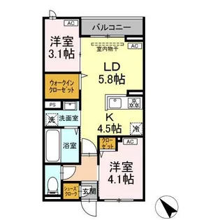 (仮)DーROOM白鳥4丁目【2階】の間取り