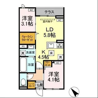 セレスティア白鳥【1階】の間取り