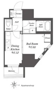ドゥーエ亀戸Ⅱ【1504号室】の間取り