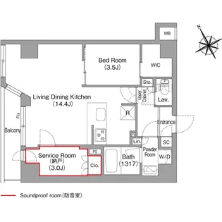 コンフォリア・リヴ平井MUTIO【1階】の間取り