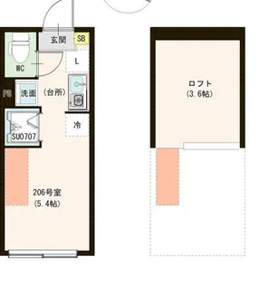 ル・ブラン小岩【206号室号室】の間取り