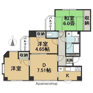 キャピタルコートⅩⅢ【4階】の間取り