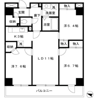 ロイヤルKJ【6階】の間取り