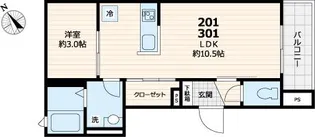 レジデンス西尾久【301号室号室】の間取り