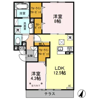 ロイジェントパークス草加手代 A【1階】の間取り