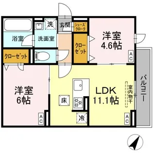 セレスティア細田A【1階】の間取り