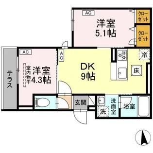 セレスティア青井II【1階】の間取り