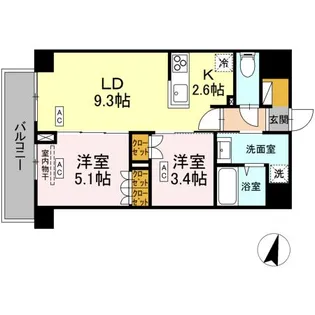 ロイジェント西新井【6階】の間取り