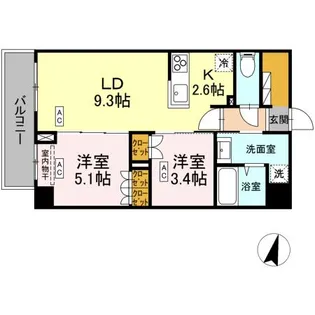 ロイジェント西新井【5階】の間取り