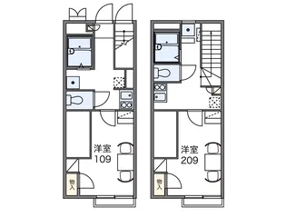 レオパレスLUMIERE元町Ⅱ【2階】の間取り