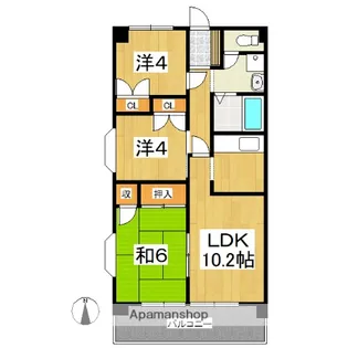 清水山第2パークハイツ【3階】の間取り