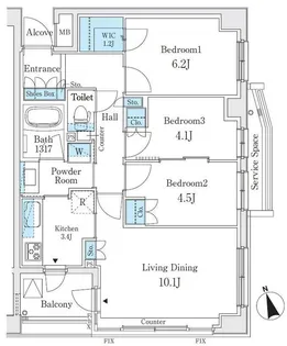 パークホームズ板橋ブロッサムアヴェニュー【3階】の間取り
