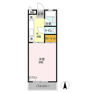 シャトーブリリアント【2階】の間取り