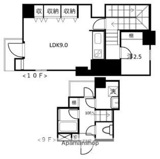 パレステュディオ三番町Ⅱ【9階】の間取り