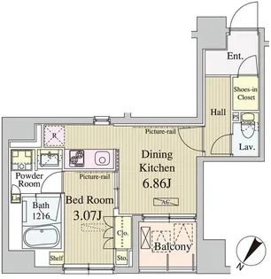 コートラクリア人形町【5階】の間取り