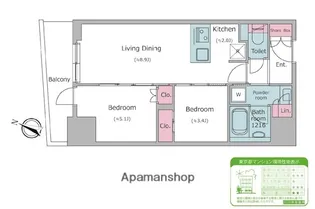 クロスレジデンス日本橋本町【2階】の間取り