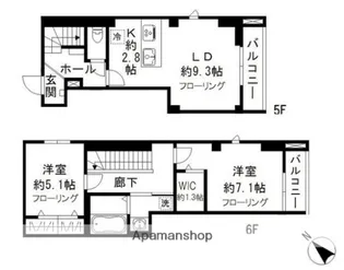 ジョカットロ蔵前【5階】の間取り