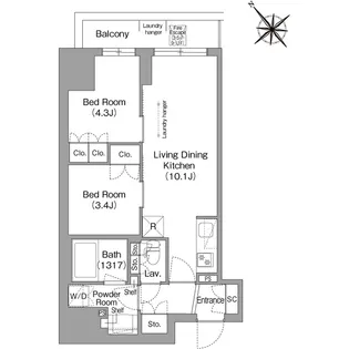 2LDKの間取り画像