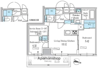 パークアクシス板橋本町ステーションゲート【3階】の間取り