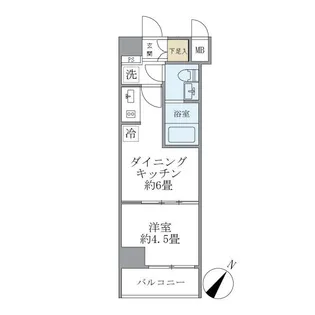 1DKの間取り画像