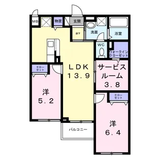 アリーサコート セント【2階】の間取り