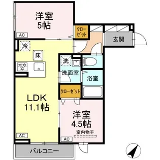 セレスティア細田B【1階】の間取り