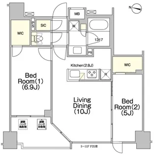 ジオエント赤羽【9階】の間取り