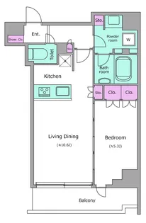レジディア文京本郷Ⅲ【10階】の間取り