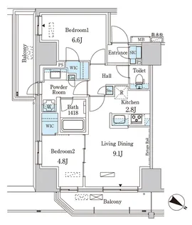 パークアクシス赤羽南【9階】の間取り