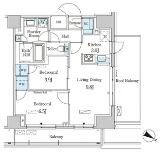 パークアクシス赤羽南【9階】の間取り