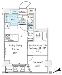 アジールコート山手動坂【6階】の間取り