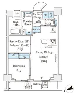 アジールコート山手動坂【6階】の間取り