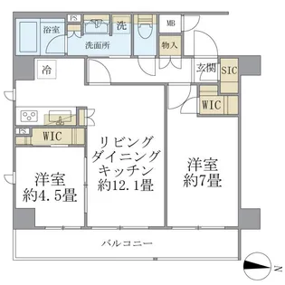 COCOーCHILL KAMEARI【7階】の間取り