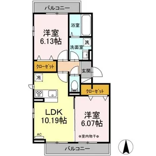 ドゥ・ブランシュ【3階】の間取り