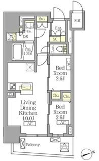 テラス北千住【12階】の間取り