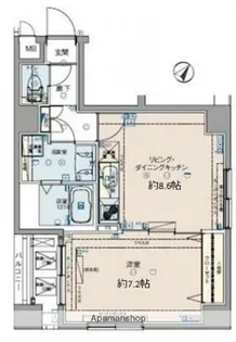 ロメック勝どき【8階】の間取り