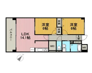 2LDKの間取り画像