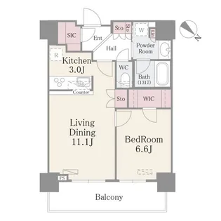 ルミレイス豊洲【1406号室】の間取り