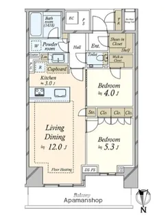 ベイズ タワー&ガーデン【13階】の間取り