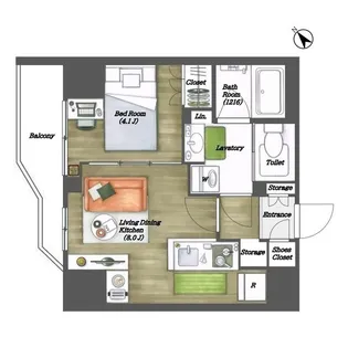 ルジェンテ・バリュ上野根岸【8階】の間取り