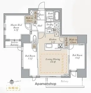 プライマルシティ神楽坂【8階】の間取り