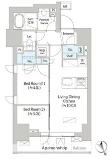 バウスフラッツ日本橋馬喰町【7階】の間取り