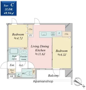クロスレジデンス日本橋浜町【6階】の間取り