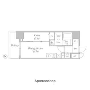 クオリタス日本橋浜町【12階】の間取り