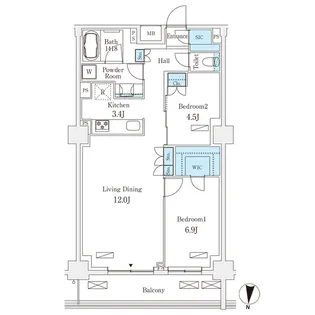 フロンティアレジデンス錦糸公園【6階】の間取り