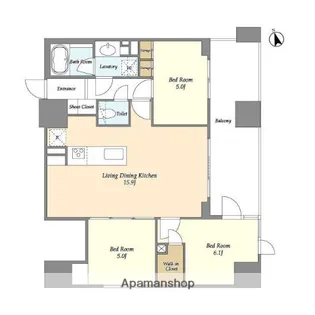 KDXレジデンス八丁堀【5階】の間取り