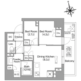 コンフォリア・リヴ門前仲町EAST【9階】の間取り