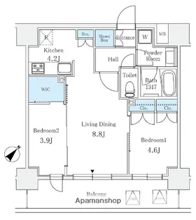 サンライズ茅場町【4階】の間取り