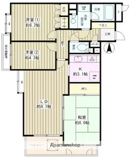 東京都杉並区浜田山1丁目【マンション】の間取り